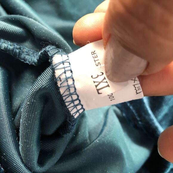 Women’s Velvet Top Button Up Long Sleeve Shirt Pockets Jewel-tone Green Size 3x - Picture 6 of 9